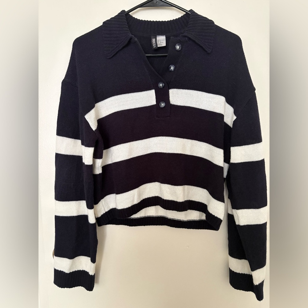 H&M Navy Button-Up Sweater